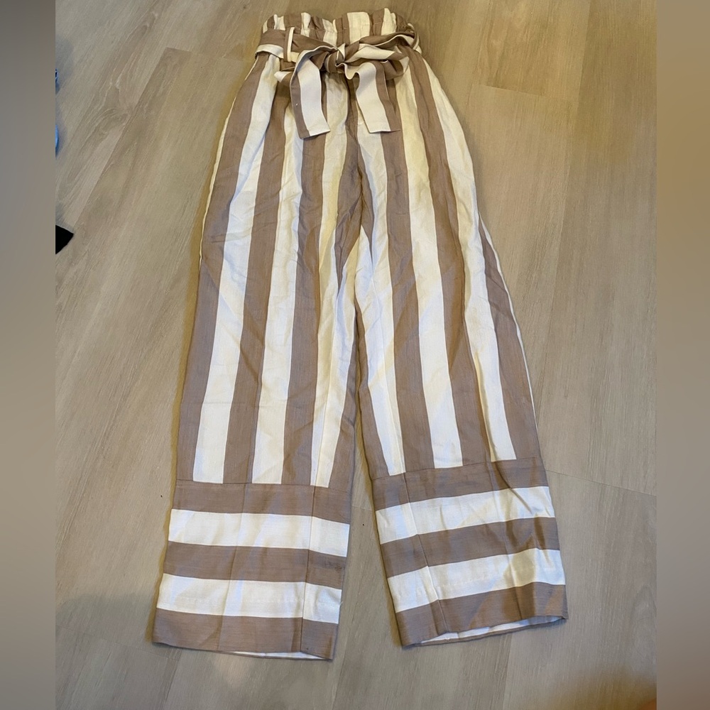 Stripped Wide Legged Linen Pants